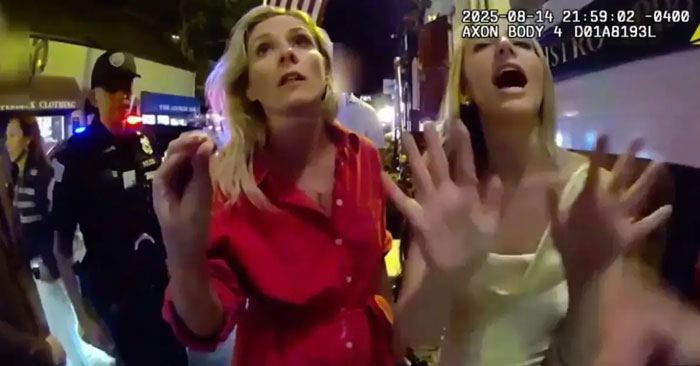 Prosecutor threatening cops in viral video as karma strikes during an arrest at night with officers nearby.