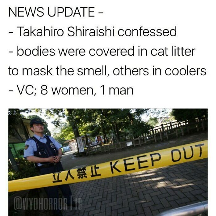 Police officer standing behind yellow keep out tape at a crime scene linked to creepy facts depriving sleep.