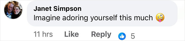 Comment saying imagine adoring yourself this much with a smiling face emoji, related to Ellie Goulding's racy selfie.