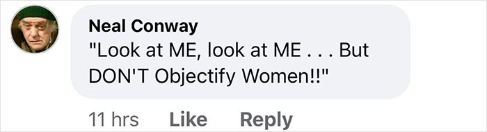 Facebook comment from Neal Conway criticizing objectifying women in response to Ellie Goulding&rsquo;s racy selfie amid romance rumors.