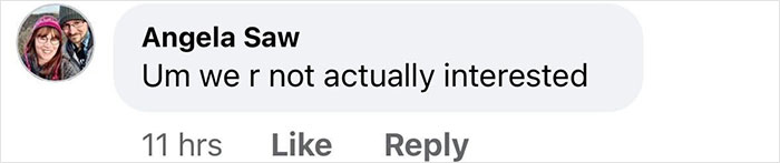 Screenshot of a Facebook comment by Angela Saw stating she is not actually interested, related to Ellie Goulding's racy selfie.
