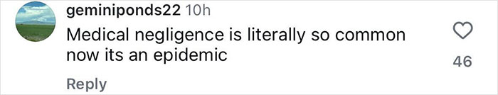 Comment on social media discussing medical negligence described as an epidemic, related to family awarded nearly a billion dollars.