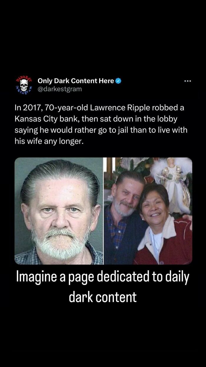 Screenshot of darkest page on Instagram post showing a creepy true story and images related to dark content.