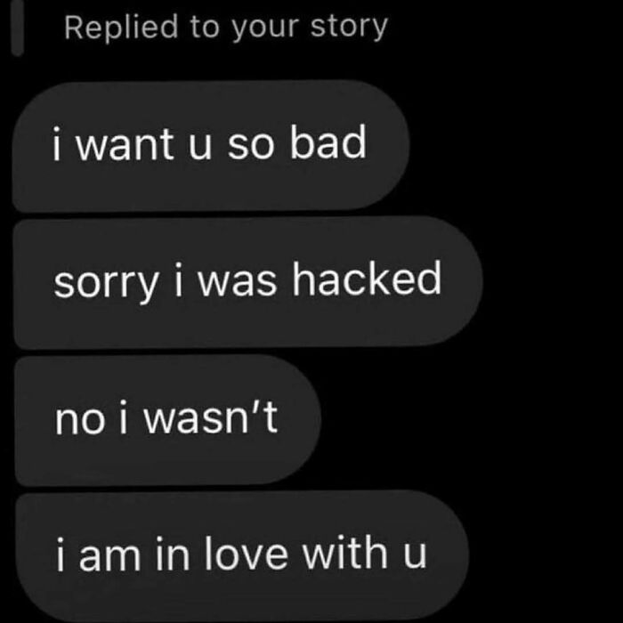 Screenshot of a cringy message from a man hitting on a woman, showing awkward and contradictory text replies.