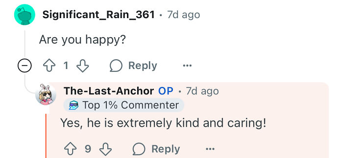 Screenshot of an online comment discussion about a poor woman who dates a rich guy and how it changed her life.