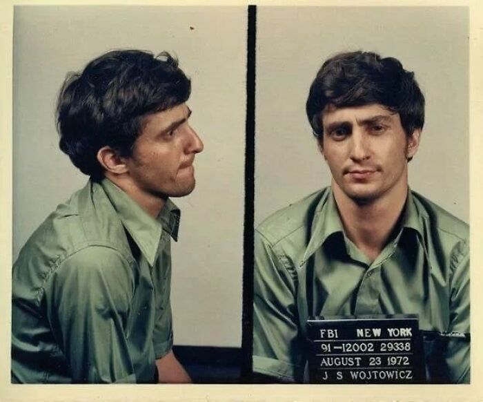 Mugshot photo of J S Wojtowicz from 1972, a notable historical photo with an interesting backstory.