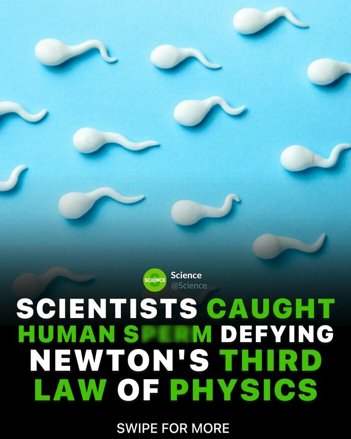 Scientists caught human s***m defying Newton's third law of physics, highlighting cool and interesting science facts.