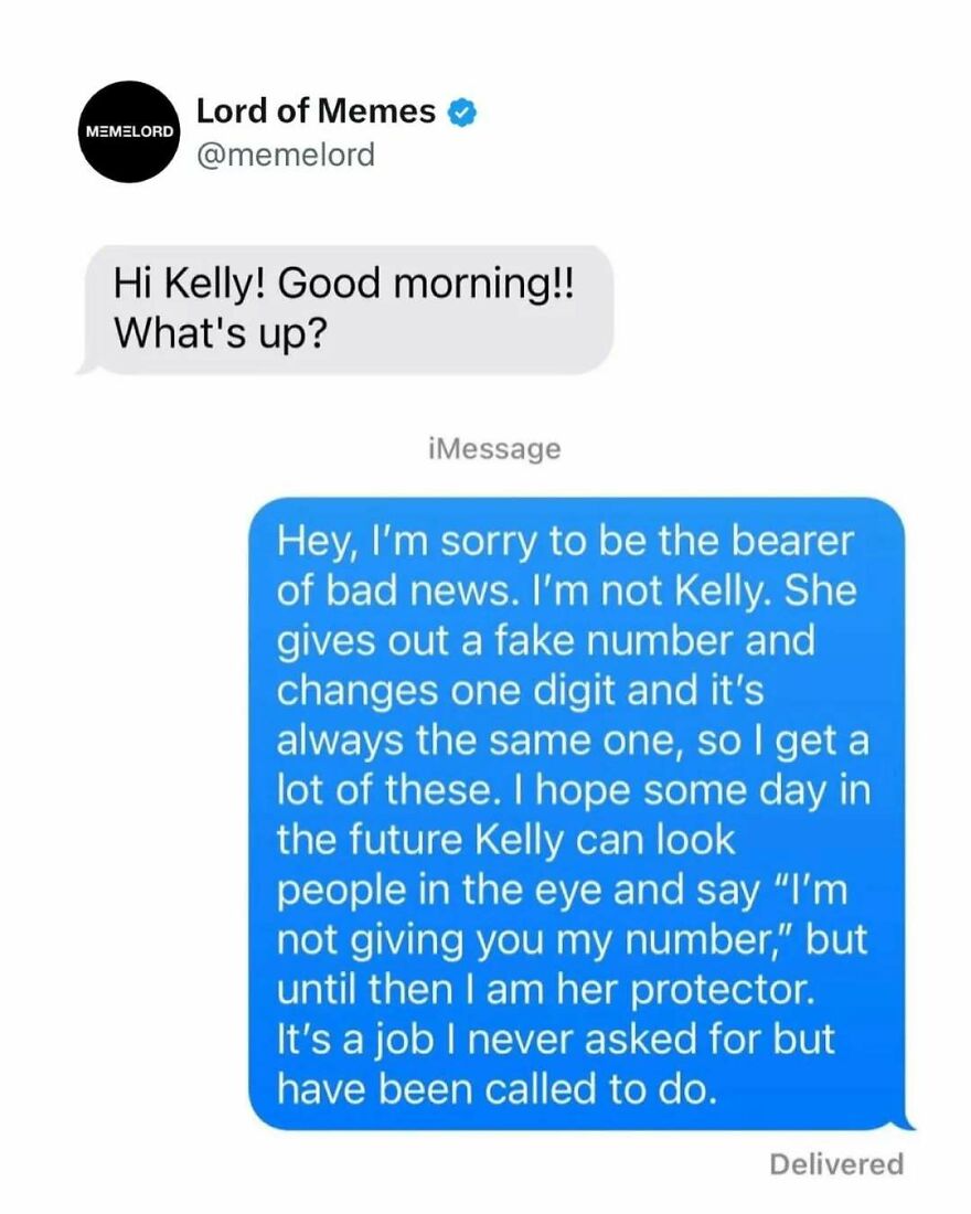 Text message meme showing a funny exchange defending fake numbers, featured in memes to break your doomscrolling cycle.