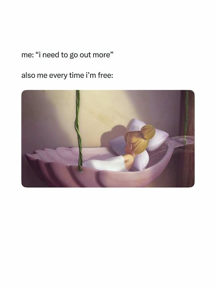 Meme showing a character relaxing in bed, humorously depicting daily dose of laughter and good vibes.