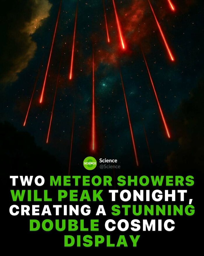 Red meteor showers streak across a night sky, illustrating cool and interesting facts about the world and science.