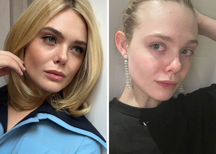 Two women side by side, one with makeup and styled hair, the other without makeup or professional lighting, showcasing natural beauty.