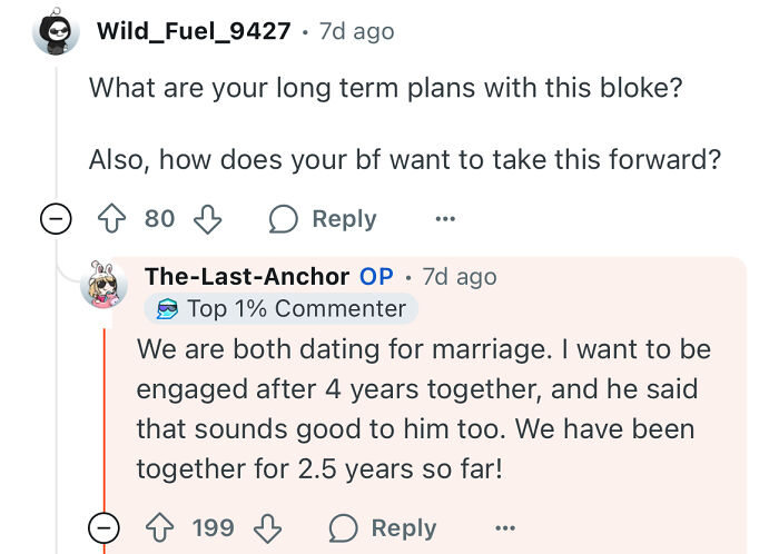 Reddit user shares how dating a rich guy changed her life, discussing long-term plans and engagement hopes.