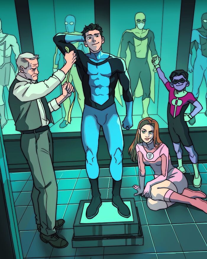 Teen Titans characters in vibrant costumes depicted with relatable expressions, showcasing Gabriel Picolo's visual storytelling style.