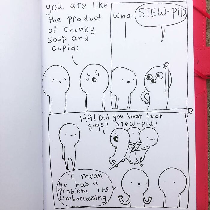 Hand-drawn Precious Barmore comic featuring silly jokes and humorous characters in simple black and white style.