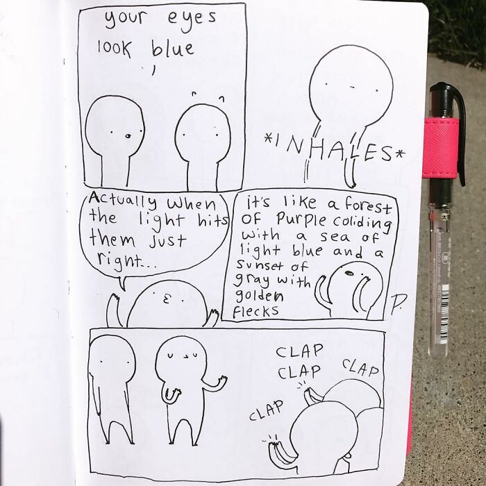 Hand-drawn Precious Barmore comic strip featuring simple characters and silly jokes with dark humor elements.