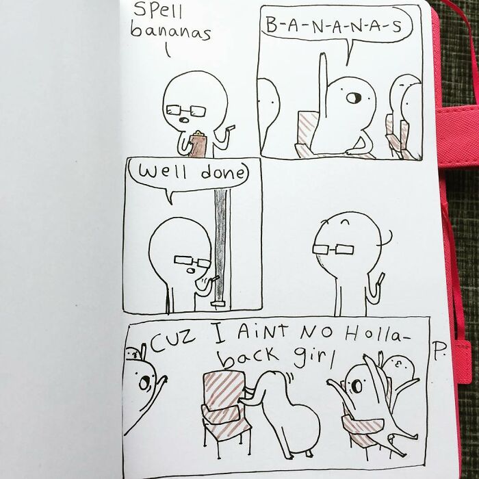 Hand-drawn Precious Barmore comic with silly jokes and dark humor featuring simple characters and playful spelling humor.