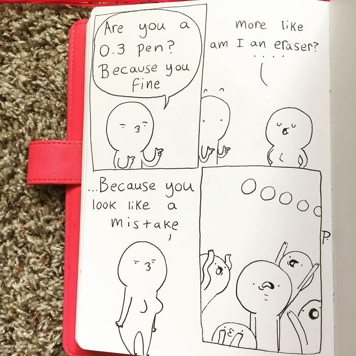 Hand-drawn Precious Barmore comic with simple characters and silly jokes combining light and dark humor elements.