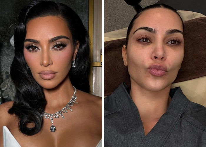 Celebrity shown with makeup and without makeup, highlighting natural beauty in candid, unfiltered photos of celebrities seen without makeup.