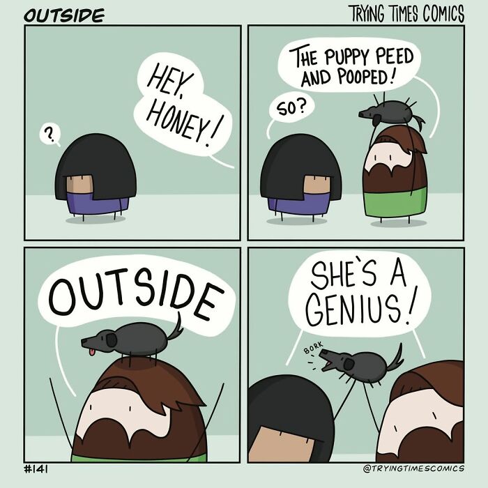 Comic panels showing pet chaos and joy with a dog, highlighting life with animals in a humorous pet comic style.