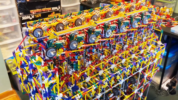Fully functional 8-bit computer built entirely from colorful K’Nex pieces with intricate mechanical components and wheels. Fully functional 8-bit computer built entirely from colorful K’Nex pieces with intricate mechanical components and wheels.