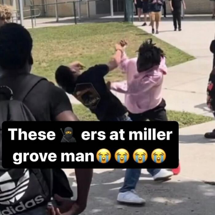 Two people in an outdoor fight scene captured in a cursed image from a popular Instagram page disturbing 200K fans.