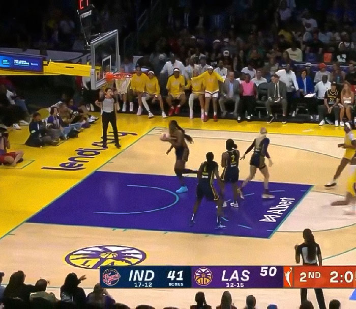 WNBA star on court during game with viral footage of flying dildo causing hilarious reactions from crowd and players. - 2