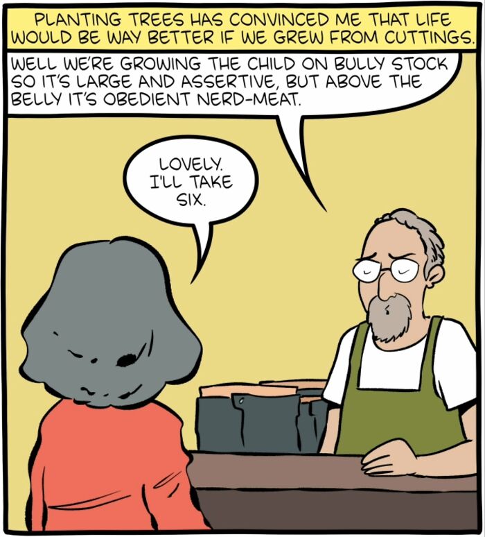 One-panel Saturday Morning Breakfast Cereal comic showing a humorous take on science and philosophy in a store setting.