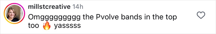 Screenshot of an Instagram comment praising Pvolve bands, related to Jennifer Aniston’s accidental purse reveal trending online. Screenshot of an Instagram comment praising Pvolve bands, related to Jennifer Aniston’s accidental purse reveal trending online.