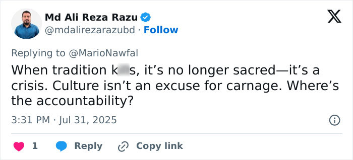 Screenshot of a social media post condemning horrific mass circumcision ceremony causing deaths and mutilations of boys. - 11