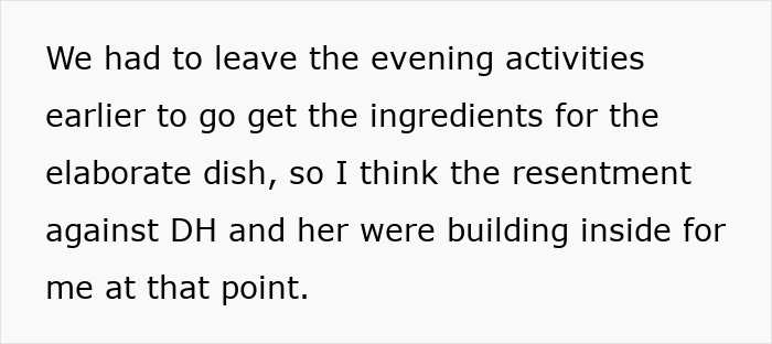Text excerpt showing a woman expressing regret about a trip with friend and husband as tensions and resentment build.