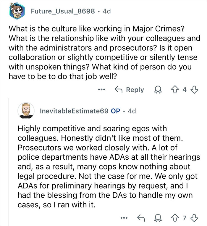 Online discussion with retired major crimes detective about culture, colleagues, prosecutors, and job challenges in major crimes.