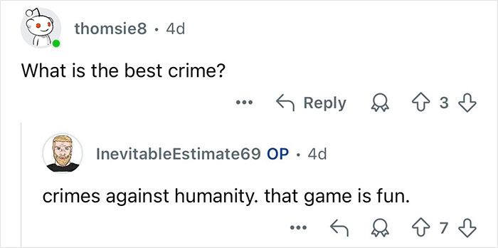 Reddit user answering questions online about major crimes and detective work in a casual chat format.