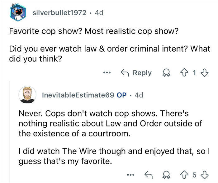 Online Q&A with retired major crimes detective about realistic cop shows and Law and Order opinions.