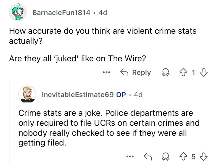 Online Q&A with retired major crimes detective discussing accuracy of violent crime stats and police reporting standards