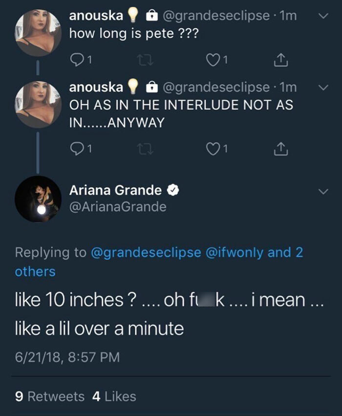 Screenshot of a Twitter conversation mentioning Pete Davidson and the scrutiny of the size of his manhood.