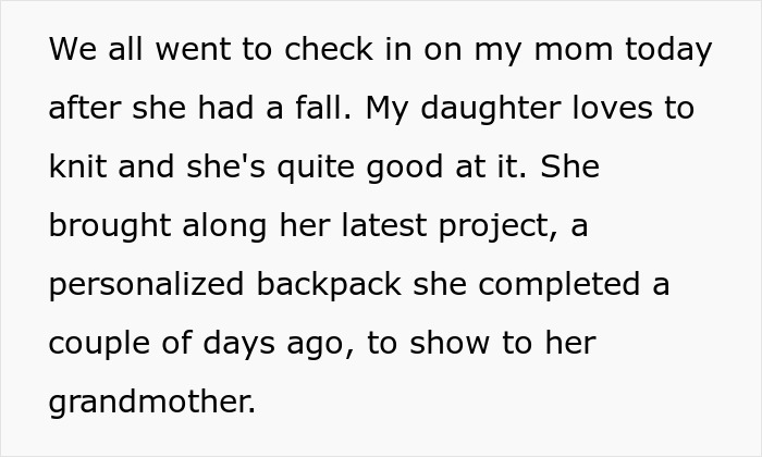 Alt text: Widow makes excuses for grieving son as sister reacts after he burns personalized backpack belonging to her kid.