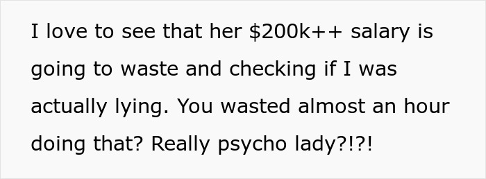 Text message conversation showing frustration about a manager wasting time checking on an employee's flat tire excuse.