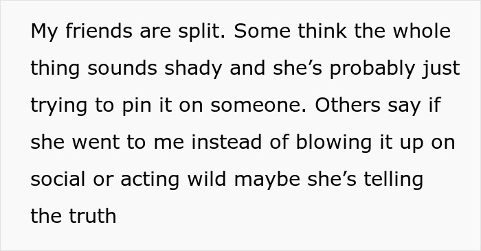 Text discussing friends’ opinions on a woman’s pregnancy claim after husband’s boys’ weekend surprise visitor at work. - 11