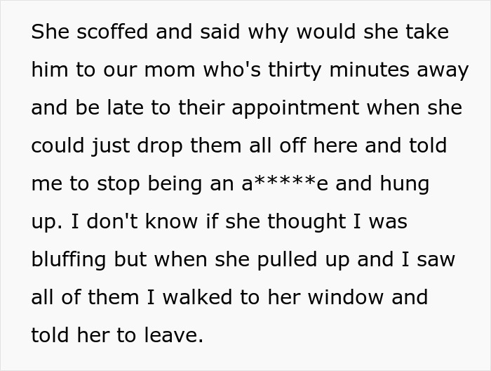 Text message conversation describing a woman refusing to babysit her autistic nephew after he harms her daughter.