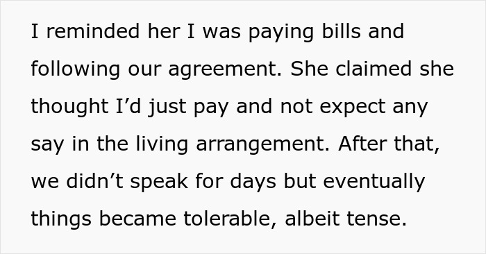Text excerpt about paying bills and tense living arrangement after betrayal, related to giving ex-best friend a taste of her own medicine. - 7