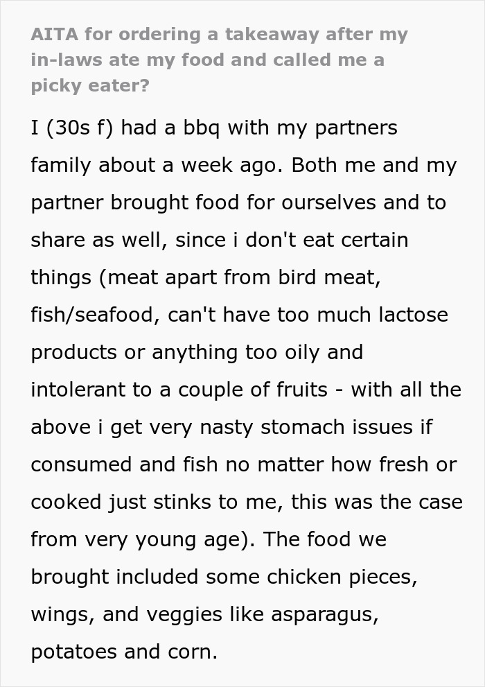 In-Laws Aware Of Woman&rsquo;s Food Restrictions, Are Mad She Finds A Way To Not Eat Their Unsafe Food