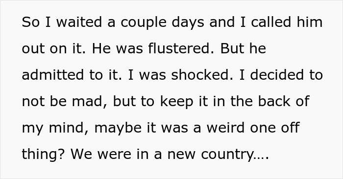 Text excerpt showing a woman describing how her husband became a different person after their wedding, feeling shocked and uncertain.