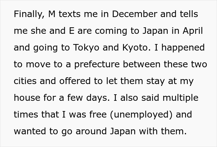 Text describing a woman feeling excluded by friends during trips, expressing frustration about being treated like a hotel. Text describing a woman feeling excluded by friends during trips, expressing frustration about being treated like a hotel.
