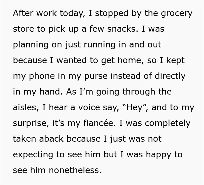 Woman goes shopping while missing calls from fianc&eacute; who comes to check if she is up to no good.