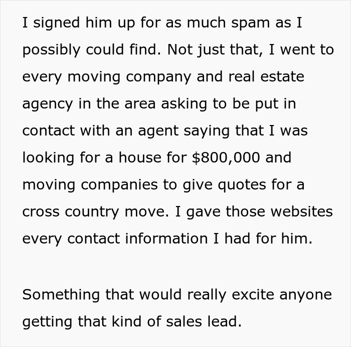 Text describing a person retaliating against a boss to give karma for making life difficult for a grieving employee.