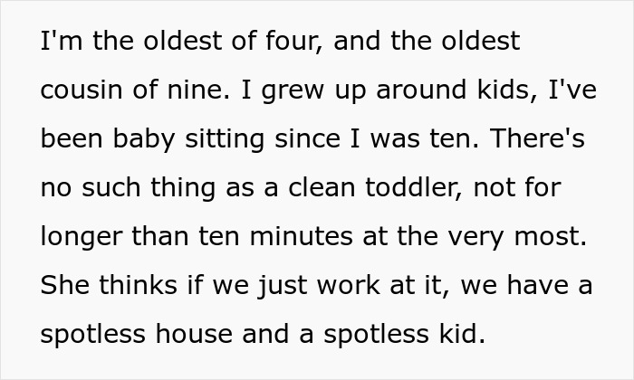 Text excerpt discussing how there&rsquo;s no such thing as a clean toddler and challenges of maintaining cleanliness.