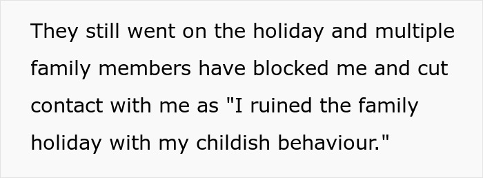 Text excerpt about a childfree woman facing family conflict as relatives try to make her take daycare duties on vacation.