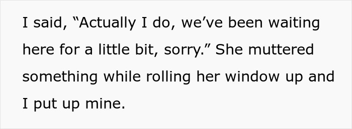 Text conversation showing a person explaining they've been waiting while a lady in brand new Lexus rolls up her window. - 7
