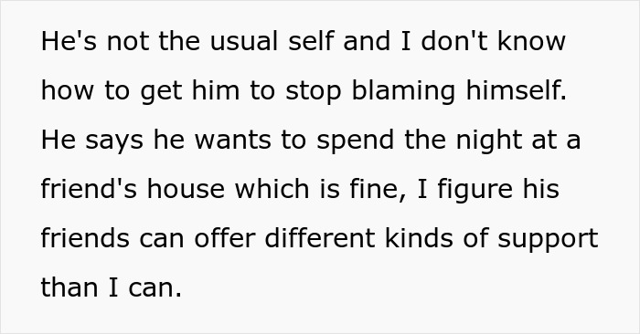 Text on a white background discussing a father's support for his gay son facing rejection from his wife.