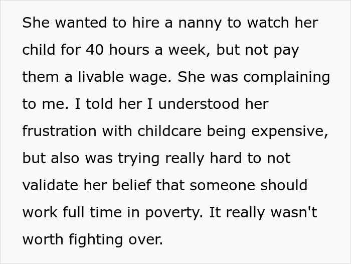 Woman thinks babysitters don&rsquo;t deserve a living wage, sibling challenges her views on fair childcare pay.